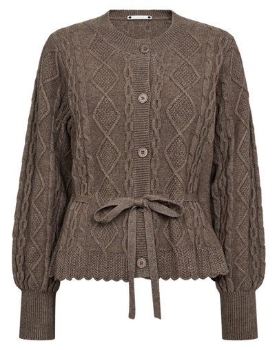 Co'Couture - Row CC Cable Tie Cardigan - Walnut 